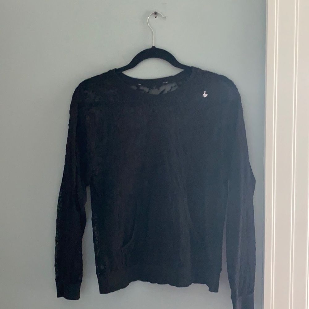 Super cute sheer top with front pocket/pouch